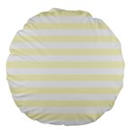 Horizontal Stripes - White and Cream Yellow Large 18  Premium Round Cushion