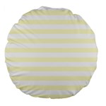Horizontal Stripes - White and Cream Yellow Large 18  Premium Flano Round Cushion