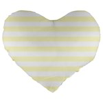 Horizontal Stripes - White and Cream Yellow Large 19  Premium Flano Heart Shape Cushion
