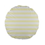Horizontal Stripes - White and Cream Yellow Standard 15  Premium Round Cushion