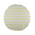 Horizontal Stripes - White and Cream Yellow Standard 15  Premium Flano Round Cushion