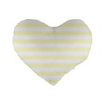 Horizontal Stripes - White and Cream Yellow Standard 16  Premium Flano Heart Shape Cushion