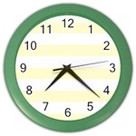 Horizontal Stripes - White and Cream Yellow Color Wall Clock