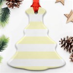 Horizontal Stripes - White and Cream Yellow Christmas Tree Ornament (Two Sides)
