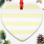 Horizontal Stripes - White and Cream Yellow Heart Ornament (Two Sides)