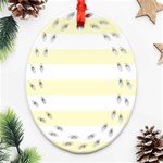 Horizontal Stripes - White and Cream Yellow Oval Filigree Ornament (Two Sides)