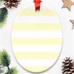 Horizontal Stripes - White and Cream Yellow Oval Ornament (Two Sides)