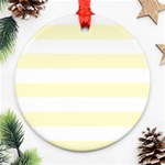 Horizontal Stripes - White and Cream Yellow Ornament (Round)