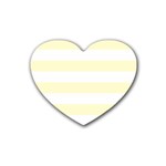 Horizontal Stripes - White and Cream Yellow Heart Coaster (4 pack)