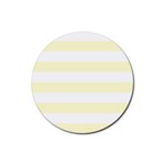 Horizontal Stripes - White and Cream Yellow Rubber Coaster (Round)
