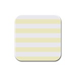 Horizontal Stripes - White and Cream Yellow Rubber Square Coaster (4 pack)