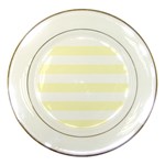 Horizontal Stripes - White and Cream Yellow Porcelain Plate