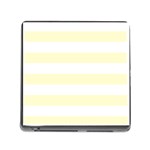 Horizontal Stripes - White and Cream Yellow Memory Card Reader (Square)