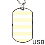 Horizontal Stripes - White and Cream Yellow Dog Tag USB Flash (Two Sides)
