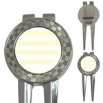 Horizontal Stripes - White and Cream Yellow 3-in-1 Golf Divot