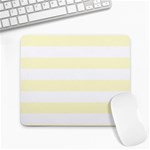 Horizontal Stripes - White and Cream Yellow Large Mousepad