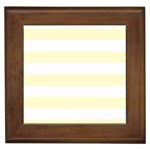 Horizontal Stripes - White and Cream Yellow Framed Tile