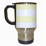Horizontal Stripes - White and Cream Yellow Travel Mug (White)