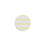 Horizontal Stripes - White and Cream Yellow 1  Mini Button