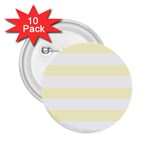 Horizontal Stripes - White and Cream Yellow 2.25  Button (10 pack)