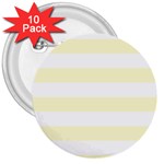 Horizontal Stripes - White and Cream Yellow 3  Button (10 pack)