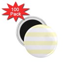Horizontal Stripes - White and Cream Yellow 1.75  Magnet (100 pack)