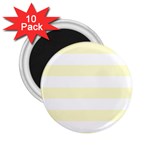 Horizontal Stripes - White and Cream Yellow 2.25  Magnet (10 pack)
