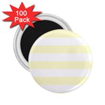 Horizontal Stripes - White and Cream Yellow 2.25  Magnet (100 pack)