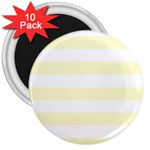 Horizontal Stripes - White and Cream Yellow 3  Magnet (10 pack)