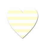 Horizontal Stripes - White and Cream Yellow Magnet (Heart)