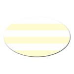Horizontal Stripes - White and Cream Yellow Magnet (Oval)