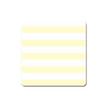 Horizontal Stripes - White and Cream Yellow Magnet (Square)