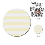 Horizontal Stripes - White and Cream Yellow Multi-purpose Cards (Round)