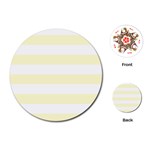 Horizontal Stripes - White and Cream Yellow Playing Cards (Round)