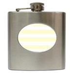 Horizontal Stripes - White and Cream Yellow Hip Flask (6 oz)