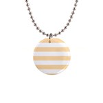 Horizontal Stripes - White and Navajo White Yellow 1  Button Necklace