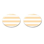 Horizontal Stripes - White and Navajo White Yellow Cufflinks (Oval)