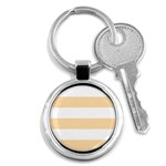 Horizontal Stripes - White and Navajo White Yellow Key Chain (Round)