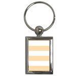 Horizontal Stripes - White and Navajo White Yellow Key Chain (Rectangle)