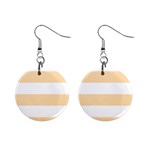 Horizontal Stripes - White and Navajo White Yellow 1  Button Earrings