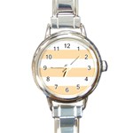 Horizontal Stripes - White and Navajo White Yellow Round Italian Charm Watch