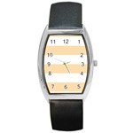 Horizontal Stripes - White and Navajo White Yellow Barrel Style Metal Watch