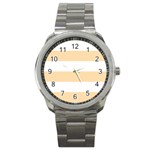 Horizontal Stripes - White and Navajo White Yellow Sport Metal Watch