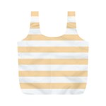 Horizontal Stripes - White and Navajo White Yellow Full Print Recycle Bag (M)
