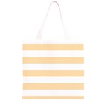 Horizontal Stripes - White and Navajo White Yellow Grocery Light Tote Bag