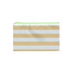 Horizontal Stripes - White and Navajo White Yellow Canvas Cosmetic Bag (XS)