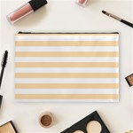 Horizontal Stripes - White and Navajo White Yellow Cosmetic Bag (L)