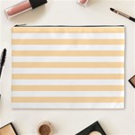 Horizontal Stripes - White and Navajo White Yellow Cosmetic Bag (XL)