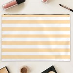 Horizontal Stripes - White and Navajo White Yellow Cosmetic Bag (XXL)