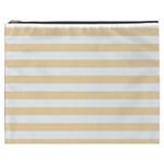 Horizontal Stripes - White and Navajo White Yellow Cosmetic Bag (XXXL)